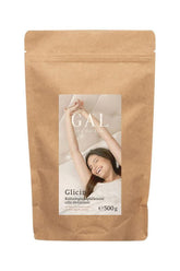 GAL Glycine powder package promoting muscle recovery, better sleep, and cognitive function in a 500g bag.